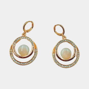Stylish Gold-Tone Circular Drop Earrings