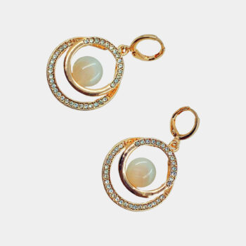 Stylish Gold-Tone Circular Drop Earrings