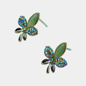 Stylish Floral Crystal Pearl Stud Earrings