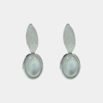 White Opal Rhinestone Studded Floral Earrings