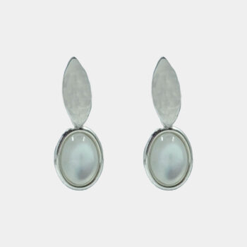 White Opal Rhinestone Studded Floral Earrings