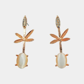 Rose Gold Plated Stone-Studded Drop Earrings
