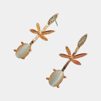 Rose Gold Plated Stone-Studded Drop Earrings