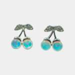 Blue Moonstone Cherry Charm Poision Studs Earring