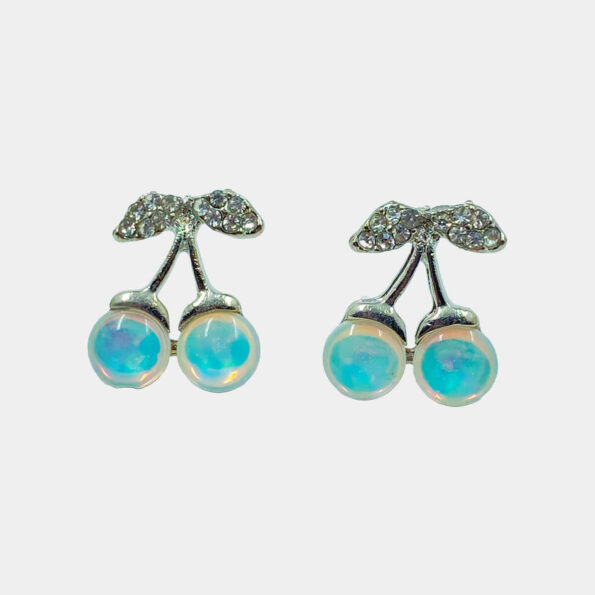 Blue Moonstone Cherry Charm Poision Studs Earring