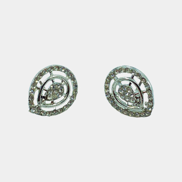 Silver Elegant Drop Shape Zircons Studs Earring