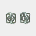 Silver-Plated Square Shaped CZ Studs Earrings