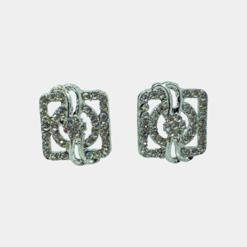 Silver-Plated Square Shaped CZ Studs Earrings