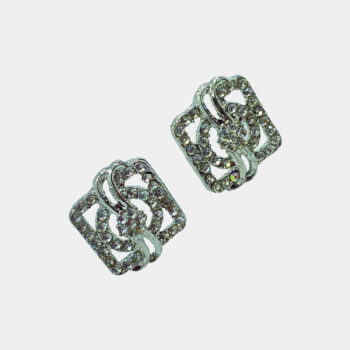 Silver-Plated Square Shaped CZ Studs Earrings