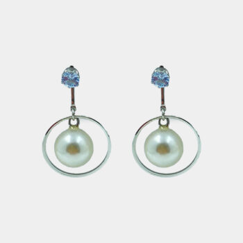 Embellished CZ Pearl Drop Dangler Earrings