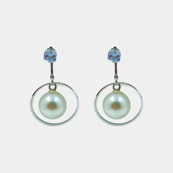 Embellished CZ Pearl Drop Dangler Earrings