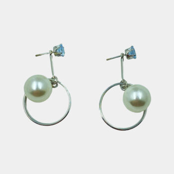Embellished CZ Pearl Drop Dangler Earrings