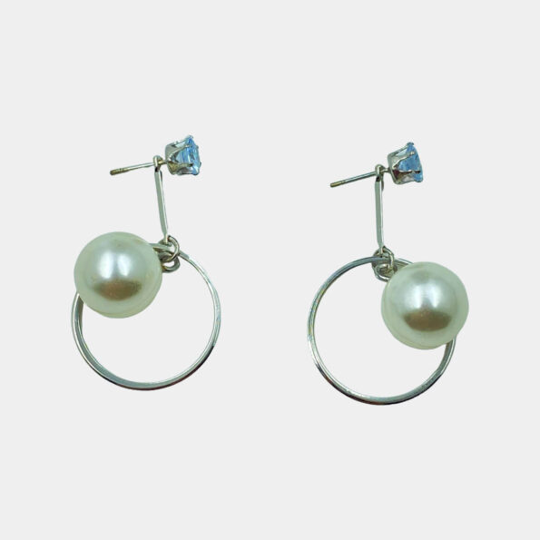 Embellished CZ Pearl Drop Dangler Earrings