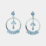 Silver-Plated CZ Dangle Drop Glass Stone Earrings