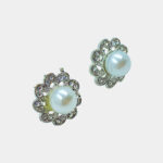 Silver-Plated Zircon Floral Stud Earrings