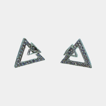 CZ Double Triangle Geometry Stud Earrings