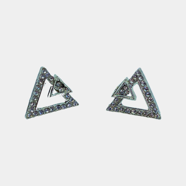 CZ Double Triangle Geometry Stud Earrings
