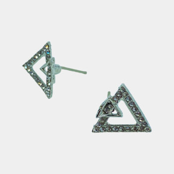 CZ Double Triangle Geometry Stud Earrings