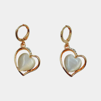 Korean Design Rose Gold Toned Heart Hoop Drop Earrings