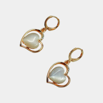Korean Design Rose Gold Toned Heart Hoop Drop Earrings