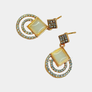 Crystal Studded Gold Plated Drop & Dangler Earrings