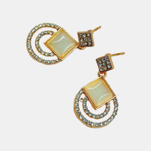 Crystal Studded Gold Plated Drop & Dangler Earrings