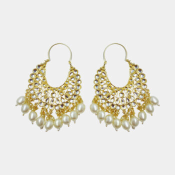 Kundan Pearl Chaandbali Earrings