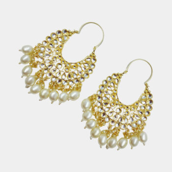 Kundan Pearl Chaandbali Earrings