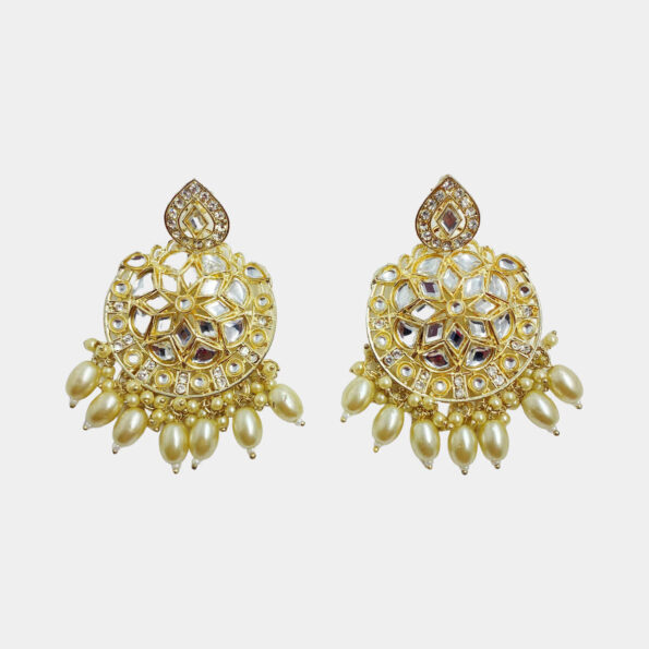 MilePearl Kundan Pearl Earrings for Women & Girls (ERKD00019WH)