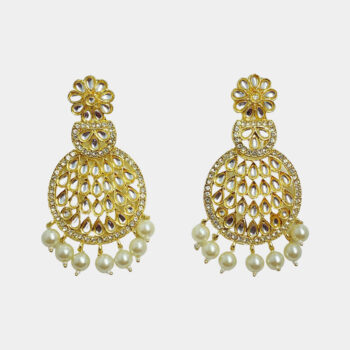 MilePearl Kundan Pearl Earrings for Women & Girls (ERKD00020WH)