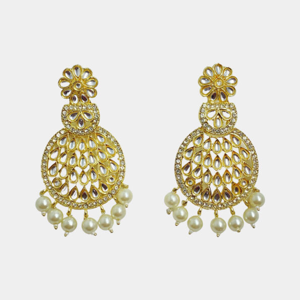 MilePearl Kundan Pearl Earrings for Women & Girls (ERKD00020WH)