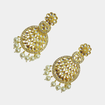 MilePearl Kundan Pearl Earrings for Women & Girls (ERKD00020WH)