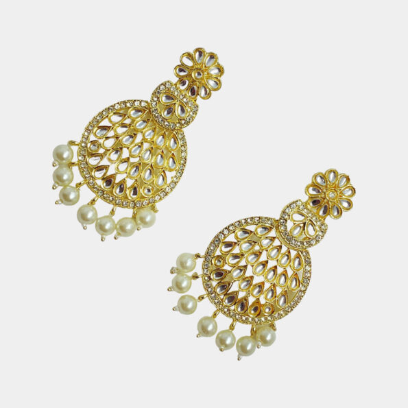 MilePearl Kundan Pearl Earrings for Women & Girls (ERKD00020WH)