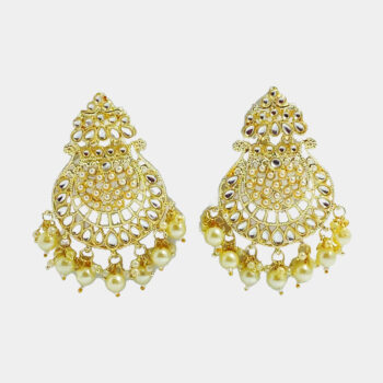 MilePearl Kundan Pearl Earrings for Women & Girls (ERKD00021WH)