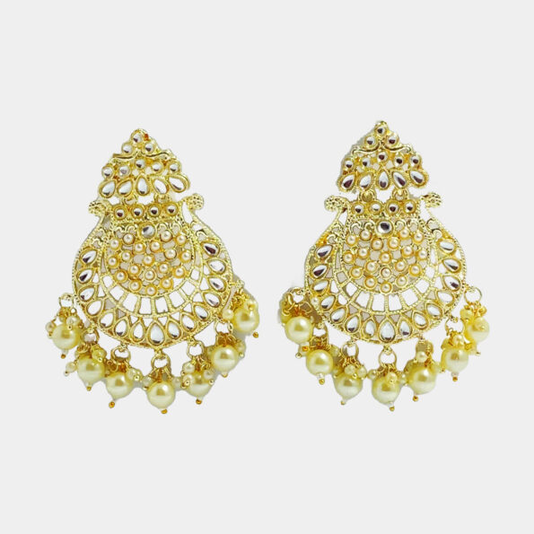 MilePearl Kundan Pearl Earrings for Women & Girls (ERKD00021WH)