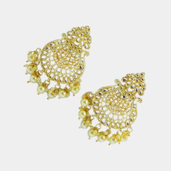 MilePearl Kundan Pearl Earrings for Women & Girls (ERKD00021WH)