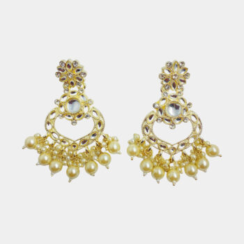 MilePearl Kundan Pearl Earrings for Women & Girls (ERKD00022WH)