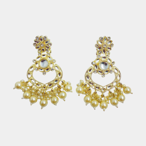 MilePearl Kundan Pearl Earrings for Women & Girls (ERKD00022WH)