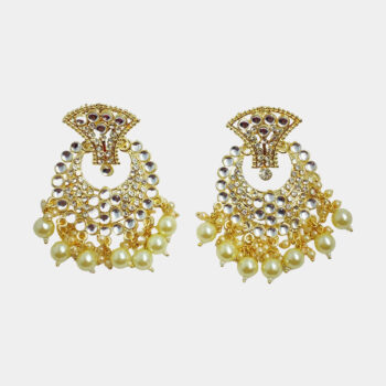 MilePearl Kundan Pearl Earrings for Women & Girls (ERKD00023WH)