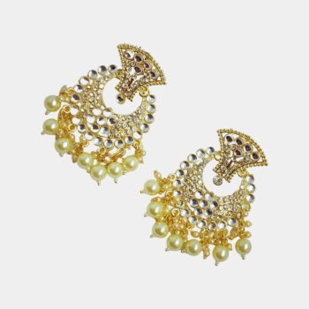 MilePearl Kundan Pearl Earrings for Women & Girls (ERKD00023WH)