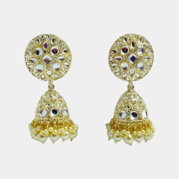 MilePearl Kundan Pearl Jhumka Earrings for Women & Girls (ERKD00024WH)