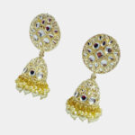 MilePearl Kundan Pearl Jhumka Earrings for Women & Girls (ERKD00024WH)