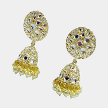 MilePearl Kundan Pearl Jhumka Earrings for Women & Girls (ERKD00024WH)
