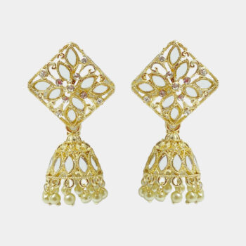 MilePearl Kundan Pearl Jhumka Earrings for Women & Girls (ERKD00025WH)