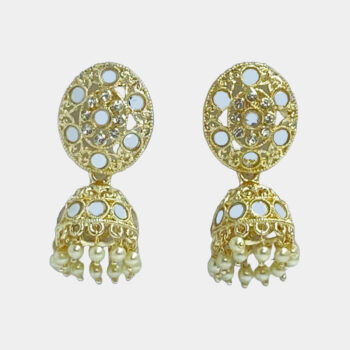 MilePearl Kundan Pearl Jhumka Earrings for Women & Girls (ERKD00026WH)