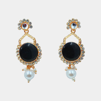 MilePearl Gold-Plated Pearl & Stone-Studded Earrings for Women & Girls