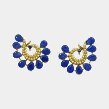 MilePearl Beautiful Royal Peacock Blue Earrings with Stones for Women & Girls