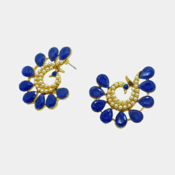 MilePearl Beautiful Royal Peacock Blue Earrings with Stones for Women & Girls