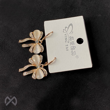 Alloy, Rhinestone & Faux Pearl Butterfly Drop Earrings