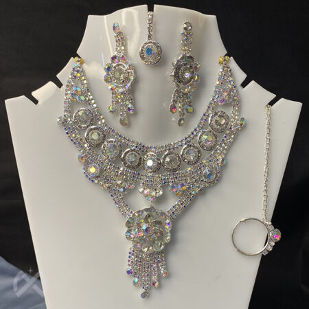 Alloy Silver White Necklace Jewellery Set